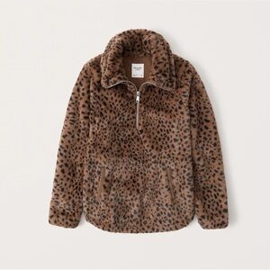 Abercrombie and Ficth Half Zip Animal Print Sweater